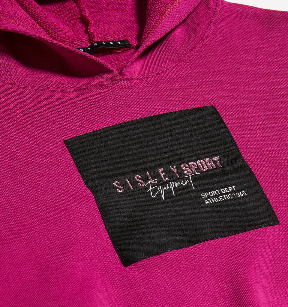 Fuchsia sweatshirt with logo tag - girls' knitwear - Fuchsia | Sisley Young image number 2